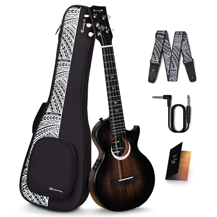 Enya EUT-MOON 5-STRING/BK/EQ Tenor Ukulele w/Gigbag Dahil